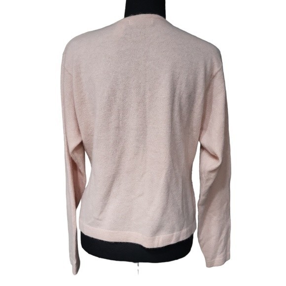 EUC Angora wool Liz Claiborne women's peachy pink crewneck lambwool sweater, M - Picture 3 of 6